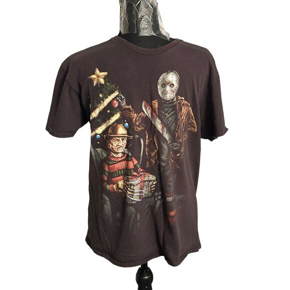 Nightmare on Elm St Freddy Jason Christmas T-Shirt Men Medium Short Sleeve Black - Picture 1 of 5